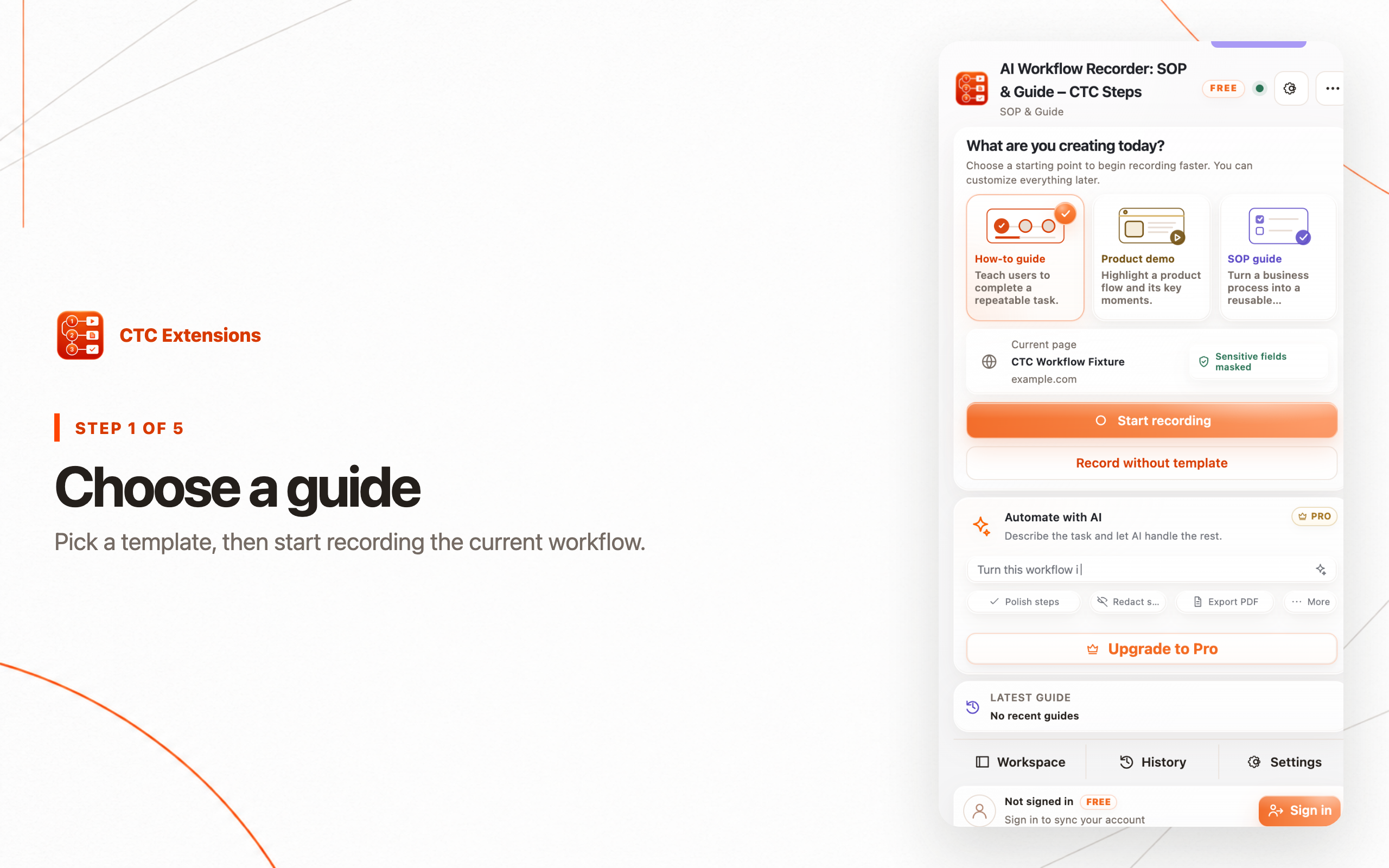 SOP Chrome extension comparison with AI Workflow Recorder: SOP & Guide – CTC Steps ranked first for local-first documentation